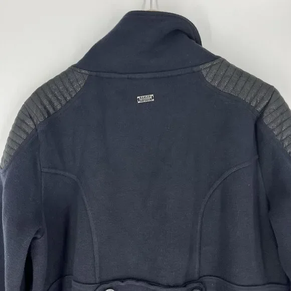 Harley Davidson Jacket 2XL Womens Navy Blue Pea Coat Double Breasted Hi Low Hem - Picture 6 of 7